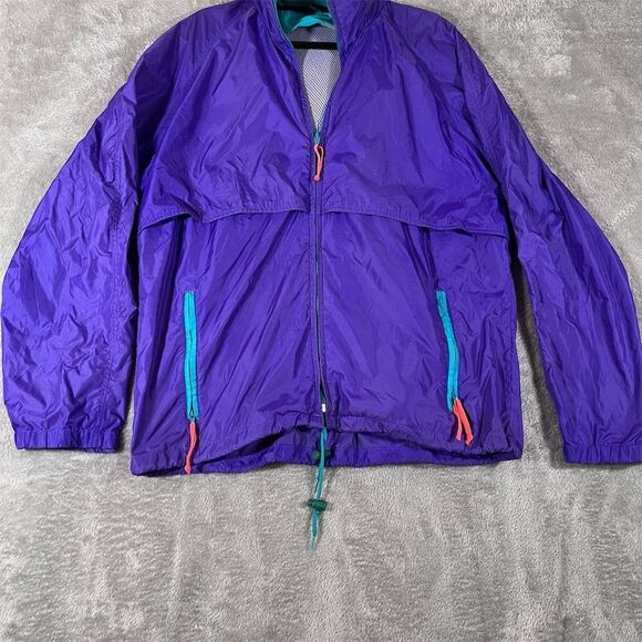 VTG‎ Woolrich Windbreaker Jacket Adult Medium Purple Hooded 80s 90s Retro - Picture 1 of 9